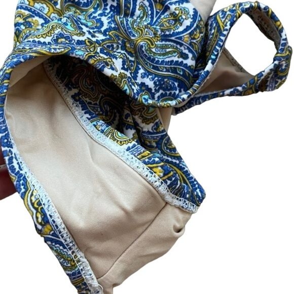 J Crew Bikini Bottom Swim Paisley Blue Patterned Flor de Lis Size XS - Picture 6 of 6